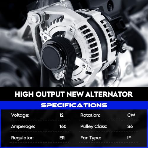 New Alternator 3.7L 4.7L for Dodge Durango 2001-2006, for Jeep Liberty 2002-2006, for Grand Cherokee 2005-2006, for Commander 2006, High Output Alternator Replace for 56029914A