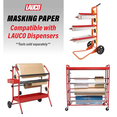 LAUCO Masking Paper Automotive Painters Multi-Purpose 18” x 9000” (750') - Cover Automotive Surface, Packing, Moving, Gift Wrapping, Postal, Shipping, Parcel, Wall Art, Bulletin Boards (2 Rolls)