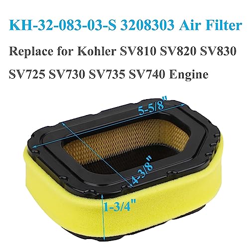 KH-32-083-03-S Air Filter Kit, 3208303 Compatible with Kohler SV710 - SV740 Cub Cadet lt1045 lt1046 lt1050, Replace 32 083 03 32-883-03-S1 3288303S1 3208303S1 Lawn Mower Air Filter