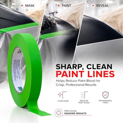 LAUCO DINOGREN High Performance Masking Tape for Car Paint 2 inches, 20 Rolls Heat & Water Resistant, Multi-Purpose Green 07767 - size: 2in-20rolls