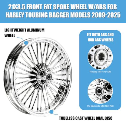 21x3.5 Fat Spoke Front Wheel Rim for Harley Touring Road King 09-25