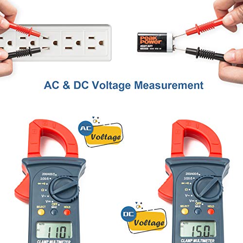 AstroAI Digital Clamp Meter 2000 Counts, Multimeter Amp Meter with Auto Ranging; Measures Voltage Tester, AC Current, Resistance, Continuity; Tests Diodes
