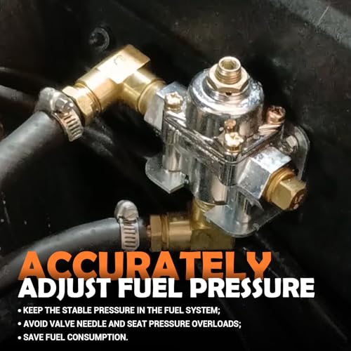 12-804 Adjustable Fuel Pressure Regulator with Gauge, Compatible with Holley and Edelbrock Carburetors, 1-4 PSI, 3/8" NPT, 1-in 2-Out - size: 12-804