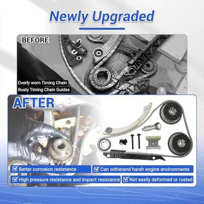 2.4 Ecotec Timing Chain Kit W/VVT Sprocket Compatible with 2009-2017 Chevy Equinox Malibu Cobalt, GMC Terrain, Buick Lacrosse Regal Verano, Pontiac G5 2.2 2.4L Replace 9-4201SAVVT1 12588387 - size: 9-4201SAVVT1