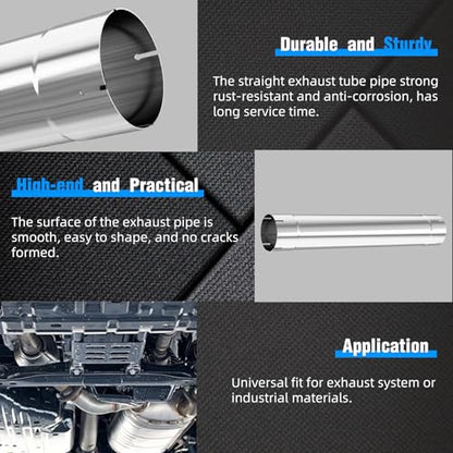 5 Inch Exhaust Pipe, 5'' Stainless Steel Straight Exhaust Pipe, 30" Length 5'' Muffler Replacement Pipe - size: 5 Inch without Clamps