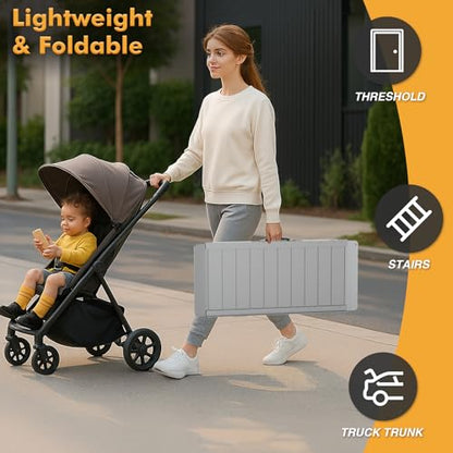 Portable Wheelchair Ramp 4FT, Aluminum Foldable Handicap Ramp, Weight Capacity Up to 600 LBS, Anti-Slip Threshold Ramp for Wheelchairs for Home, Stairs, Steps, Doorways - size: 4FT Using Height 4"-12"