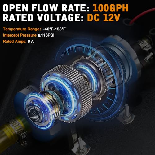 12V External Inline Fuel Transfer Pump Set, Electric Fuel Pump 100GPH High Flow, Portable Gasoline Transfer Pump Universal for Vehicles, Boats, RVs, Equipment, Gasoline, Diesel (12V-Set) - color: 12V-Fuel Pump Set
