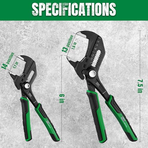 SK Pliers Wrench Set, Adjustable Parallel Smooth Jaw, 6-Inch & 7.5-Inch - size: 6-Inch, 7.5-Inch Set