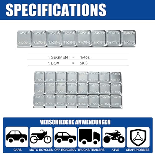 JiiinMiiin 1/4oz, 5kg, 11lb/roll Gray Steel Adhesive Stick on Wheel Weights - color: Chrome, size: 0.25oz - 1Roll