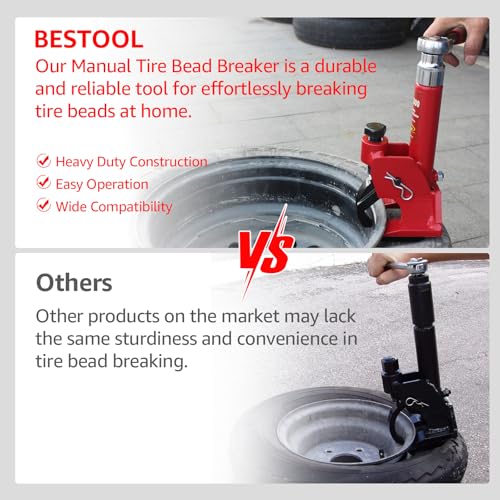 BESTOOL Manual Tire Bead Breaker with Bead Clamp for ATV & Tractor Tires - color: red