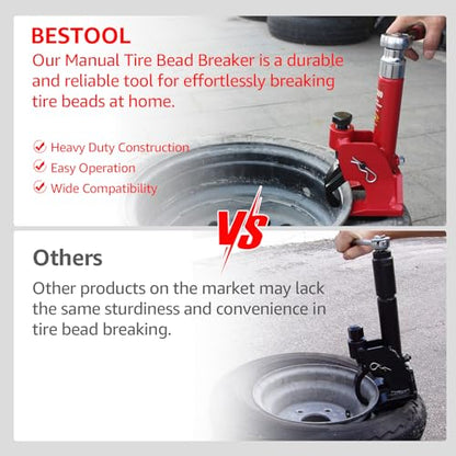 BESTOOL Manual Tire Bead Breaker with Bead Clamp for ATV & Tractor Tires - color: red