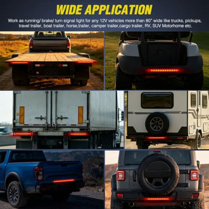Nilight 16" Trailer Light 12 LED Red Running Brake Sequential Signal Lights - color: 1Pc 16" Red 12LED