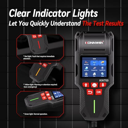 KONNWEI KW700 Car Battery Tester with Printer 12V/24V Battery Load Tester
