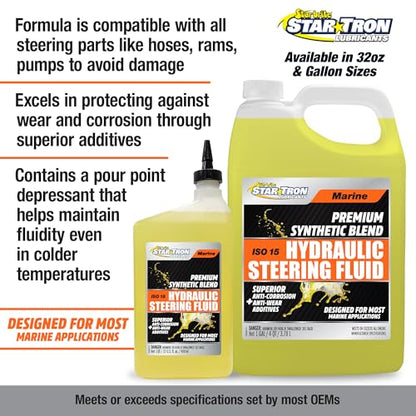 STAR BRITE Hydraulic Steering Fluid, Synthetic Blend, ISO 15, Marine-Grade - size: 32 fl oz