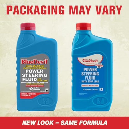 BlueDevil Products Power Steering Fluid w/Stop Leak - 1 Quart (Pack of 6) - size: 1 Quart, style: 6 Pack