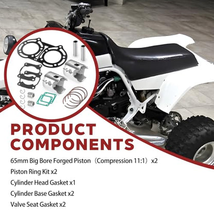 65mm Big Bore Forged Piston Ring Set & Gaskets Kit for Yamaha Banshee 350