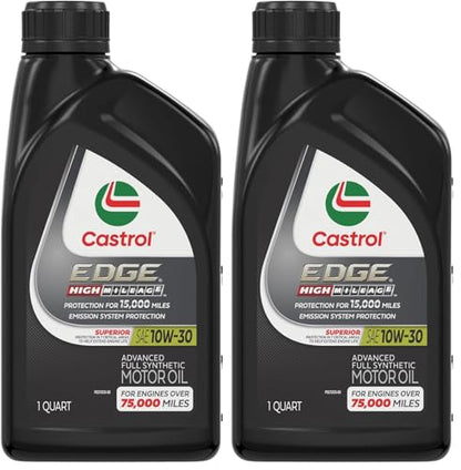 Castrol Edge High Mileage 10W-30 Advanced Full Synthetic Motor Oil, 1 Quart, Pack of 2 - size: 1 Quart (Pack of 2)