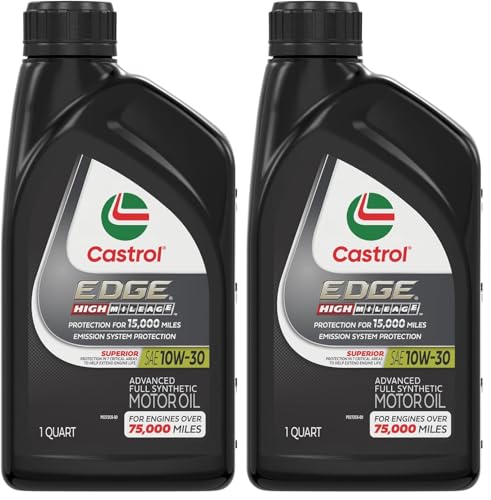 Castrol Edge High Mileage 10W-30 Advanced Full Synthetic Motor Oil, 1 Quart, Pack of 2 - size: 1 Quart (Pack of 2)
