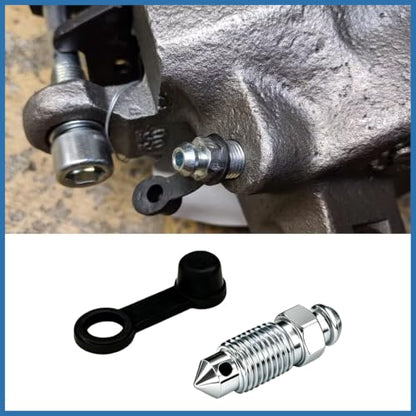 2PCS 3/8-24 x 1-3/16 Brake Bleeder Screws with Grease Fitting Caps, Speed Bleeders Replacement, Brake Bleeder Valve Kit, Caliper Bleed Fittings for Hydraulic Systems, Cars Trucks Motorcycles