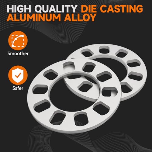 4 Pack Universal Wheel Spacers, 5/16" (8mm) Die Cast Replacement Wheel Spacer for 5 Lugs Wheels/Rims, Fits 100-120mm Multiple Bolts Pattern, 5x100, 5x108, 5x110, 5x112, 5x114.3, 5x115, 5x120 - size: 8mm-Pack of 4