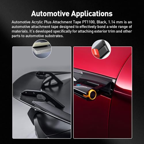 3M Automotive Acrylic Plus Tape, 0.24" x 18Ft, PT1100, Dark Gray - size: 0.24" x 18Ft