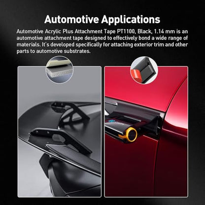 3M Automotive Acrylic Plus Tape, 0.24" x 18Ft, PT1100, Dark Gray - size: 0.24" x 18Ft