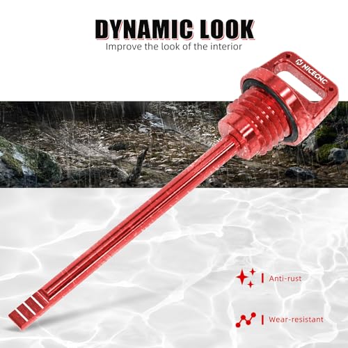 NICECNC Oil Dipstick with Holes Red,T6 Aluminum - color: red