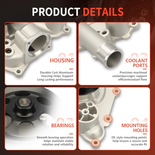 AW6653 Engine Water Pump w/Gasket for Dodge Charger Challenger - size: AW6653