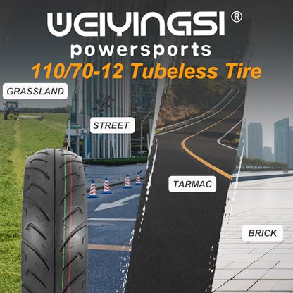 110/70-12 Tubeless Tire for Scooter Moped - TL - 47 J 6PR - 1 PACK - size: 110/70-12