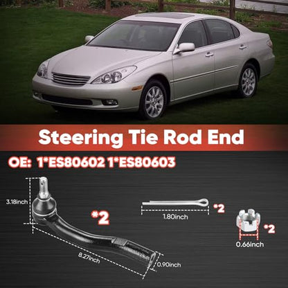 2PCS Front Outer Tie Rod Ends ES80602 ES80603 LH & RH, Tie Rod End Kit Fit for Lexus ES330 ES350 Toyota Avalon Camry Solara 2004-2012 - size: ES80602 ES80603
