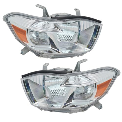TRQ 2 Piece Headlight Assembly Set Chrome Bezel Driver & Passenger Side - style: HLA88573