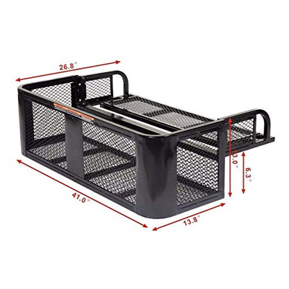 ATV/UTV Front and Rear Rack ATV/UTV Cargo Storage Basket, Universal Cargo Carriers Storage Rack with Mesh Design & Steel Construction, Heavy-Duty Detachable Luggage Carrier Basket - size: Front & Back Rack Set