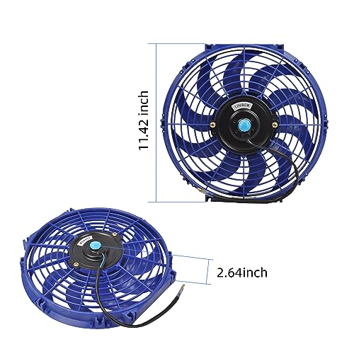 12 Inch Slim Fan Push Pull Electric Radiator Cooling Fan, Blue - color: Blue, size: 12'’
