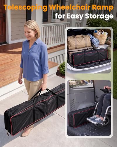 gardhom 5FT Telescoping Portable Wheelchair Ramp with Carrying Case - size: 5FT(can be used as 3FT or 5FT)