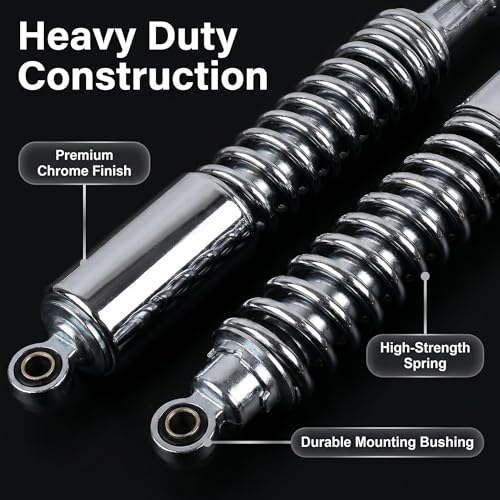 330mm Eye to Eye Silver Motorcycle Shock Absorbers, Heavy Duty Rear Suspension for Pit Dirt Bikes Go Karts Mini Bikes,1 Pair Set