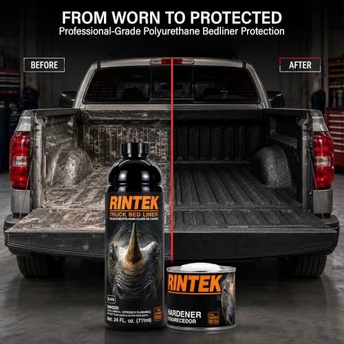 LAUCO Rintek Urethane Spray 1 Gallon Black Bedliner Coating, Heavy-Duty Polyurethane Protective Truck Bed Liner Paint, Waterproof Anti-Slip Impact-Resistant Automotive Coating 95096 - style: Black – No Gun