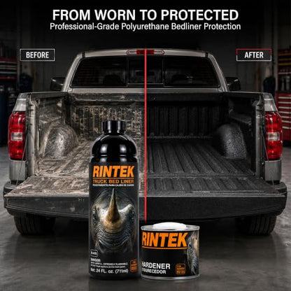 LAUCO Rintek Urethane Spray 1 Gallon Black Bedliner Coating, Heavy-Duty Polyurethane Protective Truck Bed Liner Paint, Waterproof Anti-Slip Impact-Resistant Automotive Coating 95096 - style: Black – No Gun