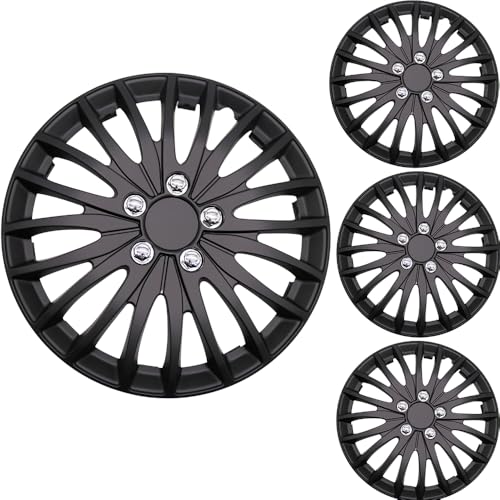 (4pc Set) 16 Inch Wheel Covers Shadow Black Compatible with 16 Inch Steel Wheels - size: 16 inch, style: Shadow Black