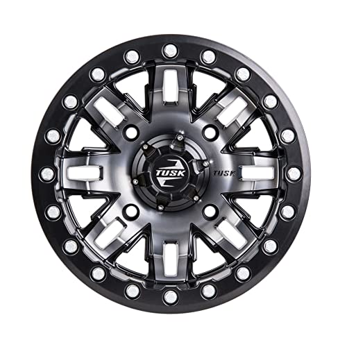 TUSK 4/137 Teton Beadlock Wheel 14x10 5.0 + 5.0 Gun Metal/Black Compatible with Can-Am Maverick Trail/Sport/X3/Commander/Defender HONDA Talon Pioneer 1000/1000-5/1000-6