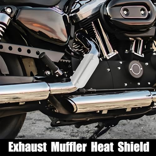 Stainless Motorcycle Exhaust Heat Shield with 2 Clamps, Titanium - color: Titanium