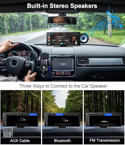 10" Wireless CarPlay Screen for Car Android Auto Portable Car Stereo Touch Screen AirPlay, Car Play, GPS Navigation, Bluetooth, Voice Control, Mirror Link