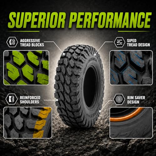 RUNIX ATV UTV Radial Tires, RUNIX PeakCrawler, 26X9R12 Front, 26X11R12 Rear, Set of 4, Radial Tire, All Terrain, 6PR, Tubeless, 26X9-12, 26X11-12 - size: 26X9R12 & 26X11R12