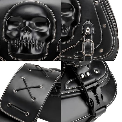 Motorcycle Saddlebag, 30L Leather Waterproof Side Saddle Bags with Cup Holder, Universal Powersports Saddlebags for Harley Davidson Sportster Dyna Softail Honda Shadow Rebel Yamaha Vulcan