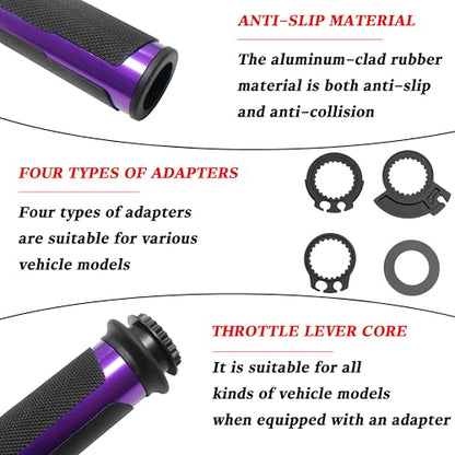 7/8" 22mm Motorcycle Brake Lever Handlebar Master Cylinder Clutch Levers Left & Right Set + Hand Grips + Handlebar Ends Set for Honda Kawasaki Suzuki Yamaha (Purple) - color: Purple
