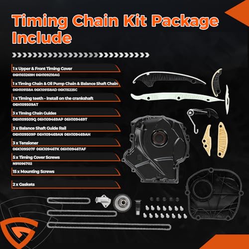 Engine Timing Chain Kit and Cover Gasket EA888 1.8&2.0L For Audi Q5 Volkswagen - size: EA888