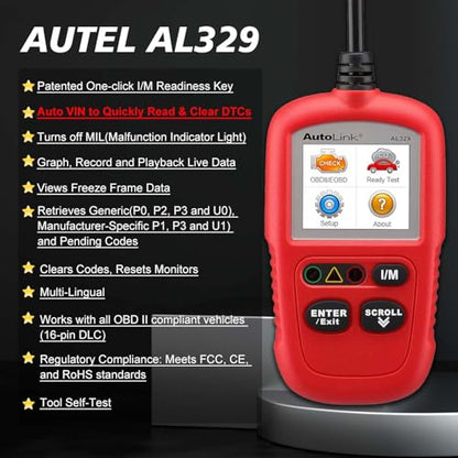 Autel OBD2 Scanner AL329, Vehicle Check Engine Code Reader