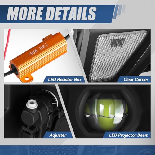 Auto Dynasty LED DRL Headlights Assembly for 2016-2024 Nissan Titan (XD) - color: Black, size: C-Style LED DRL / LED Low Beam