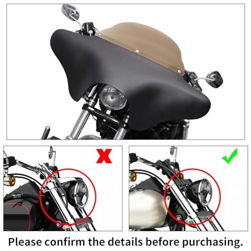 TCT-MOTORPARTS Batwing Fairing Windshield Fit For Harley Softail Deluxe Fatboy Heritage Classic Yamaha V Star 1100 650 Classic Softail Suzuki Boulevard Dyna - style: Fairing+Smoked Windshield+Bracket