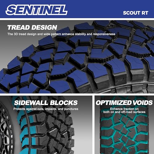 Set o4 Sentinel SCOUT RT 33X12.50R22LT 109Q 10 Ply Rugged Terrain Tires - size: 33X12.50R22LT 10 PR