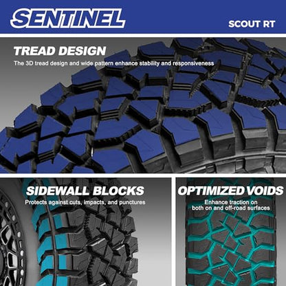 Set o4 Sentinel SCOUT RT 33X12.50R22LT 109Q 10 Ply Rugged Terrain Tires - size: 33X12.50R22LT 10 PR